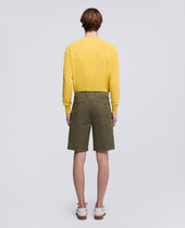 Bermuda In Twill Di Cotone Stretch Militare