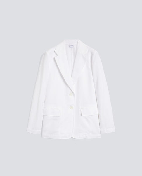 Deconstructed Single Breasted Jacket In Garment Dyed Cotton And Linen Gabardine