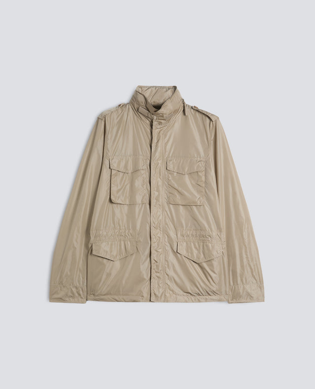 GIUBBOTTO MINI FIELD IN NYLON CON CAPPUCCIO STACCABILE - GHIACCIO