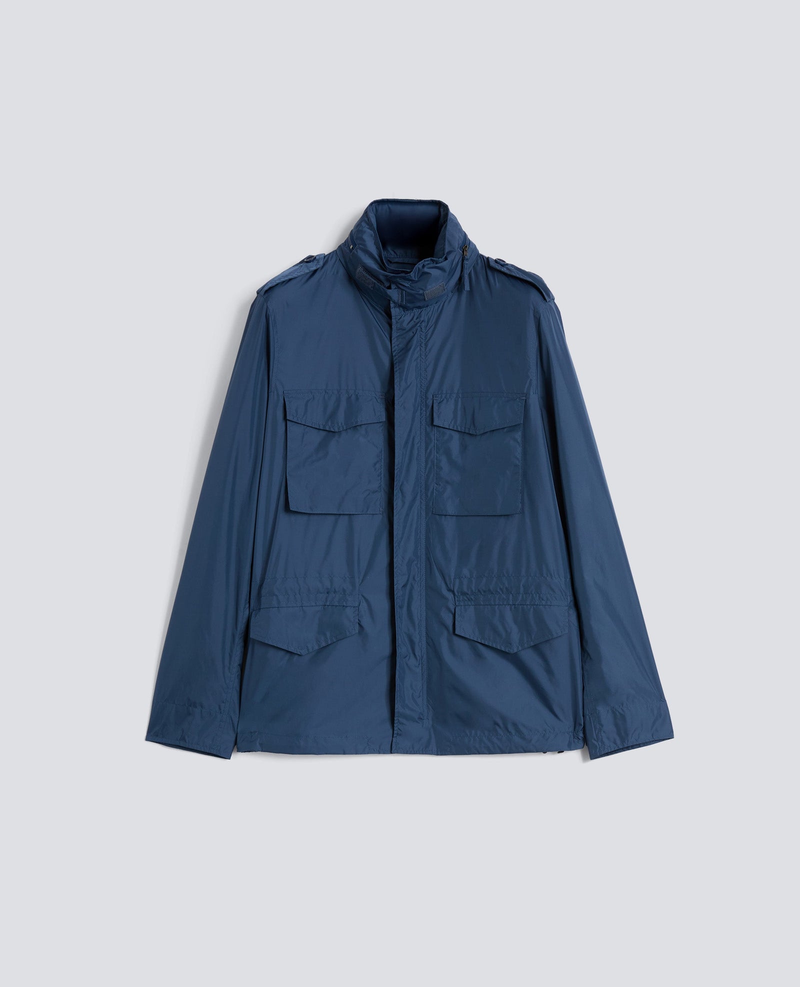 Giubbotto Mini Field In Nylon Con Cappuccio Staccabile Avio