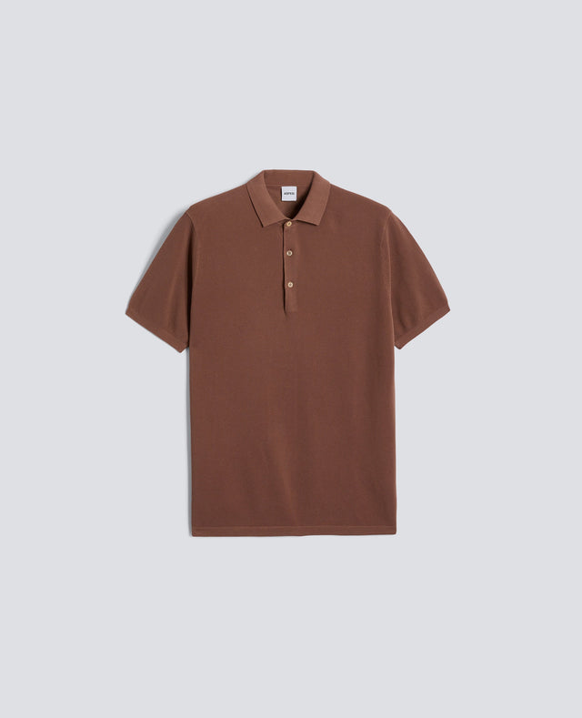POLO IN COTONE TINTO CAPO - TABACCO