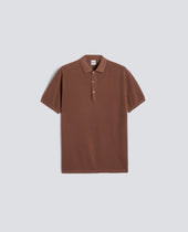 Short Sleeved Polo Shirt In Garment Dyed Pique Stitch Cotton