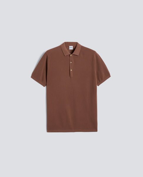 Short Sleeved Polo Shirt In Garment Dyed Pique Stitch Cotton