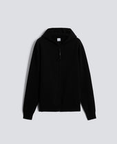 MAGLIA CON CAPPUCCIO IN COTONE DOPPIA FRONTURA - NERO