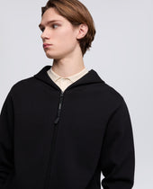 Maglia Con Cappuccio In Cotone Doppia Frontura Nero