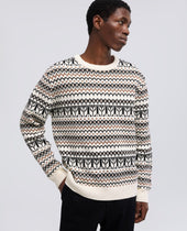 Maglia Girocollo A Maniche Lunghe In Misto Cotone Fondo Naturale