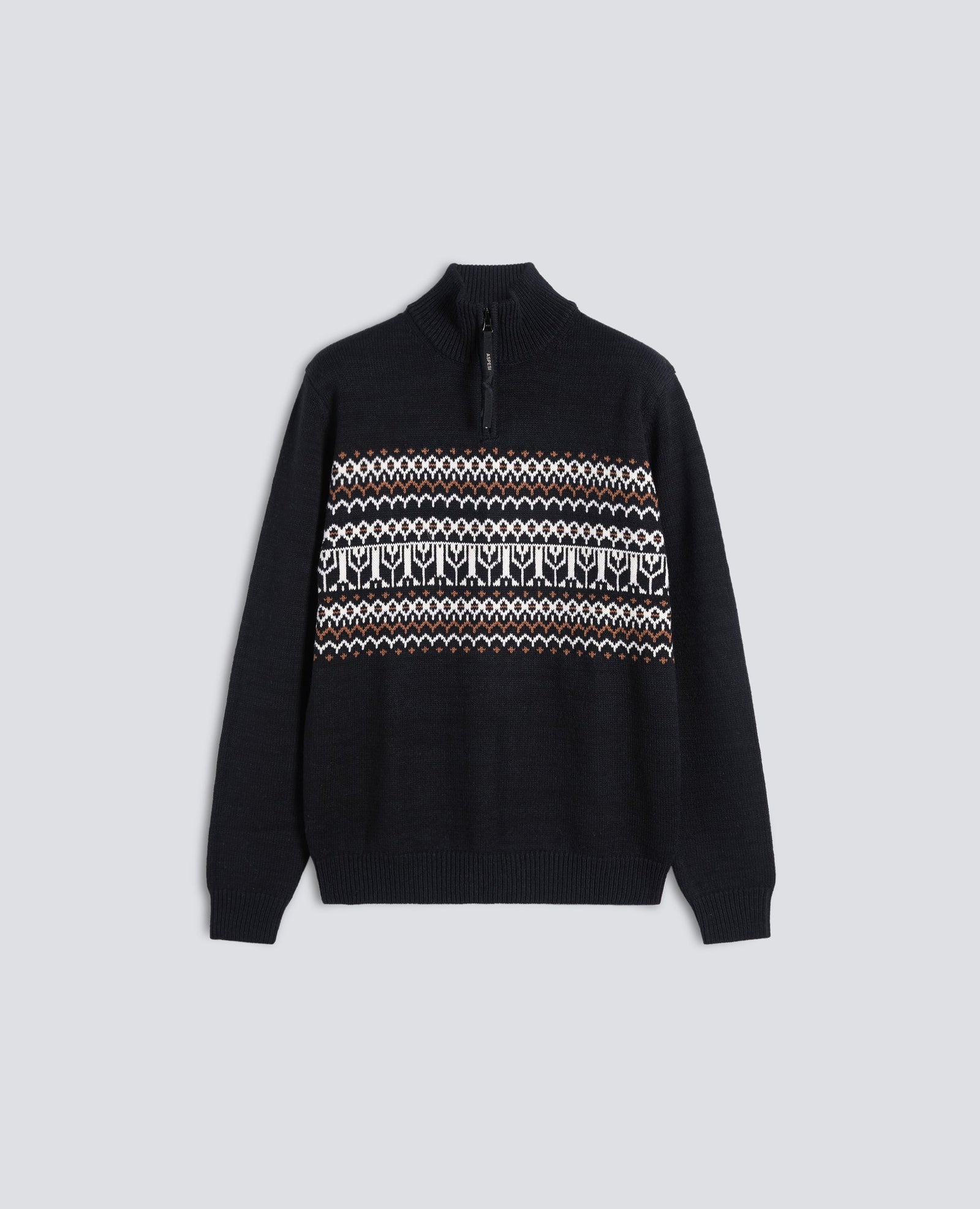 Maglia Con Mezza Zip In Cotone Canapa E Lana Nero