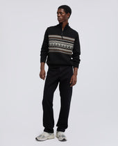 Maglia Con Mezza Zip In Cotone Canapa E Lana Nero