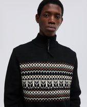 Maglia Con Mezza Zip In Cotone Canapa E Lana Nero
