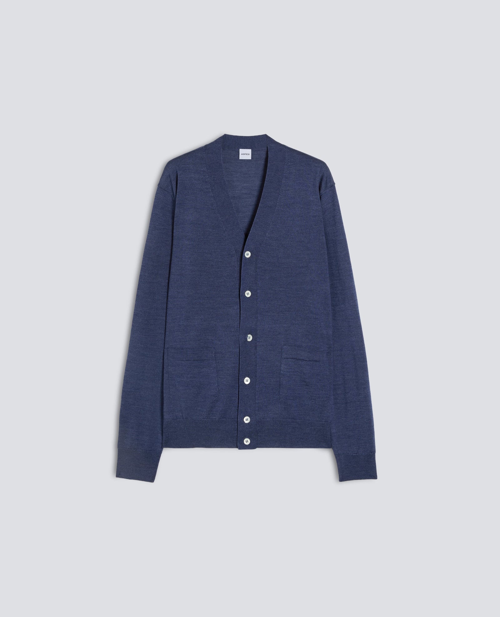 Cardigan In Lana E Seta Avio