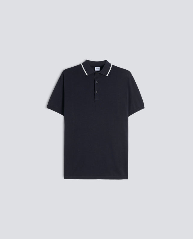 POLO IN COTONE CON BOTTONI IN MADREPERLA - NAVY