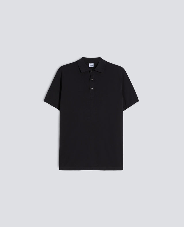 POLO IN COTONE CON BOTTONI IN MADREPERLA - NERO