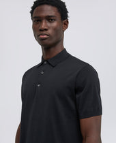 Polo In Cotone Con Bottoni In Madreperla Nero