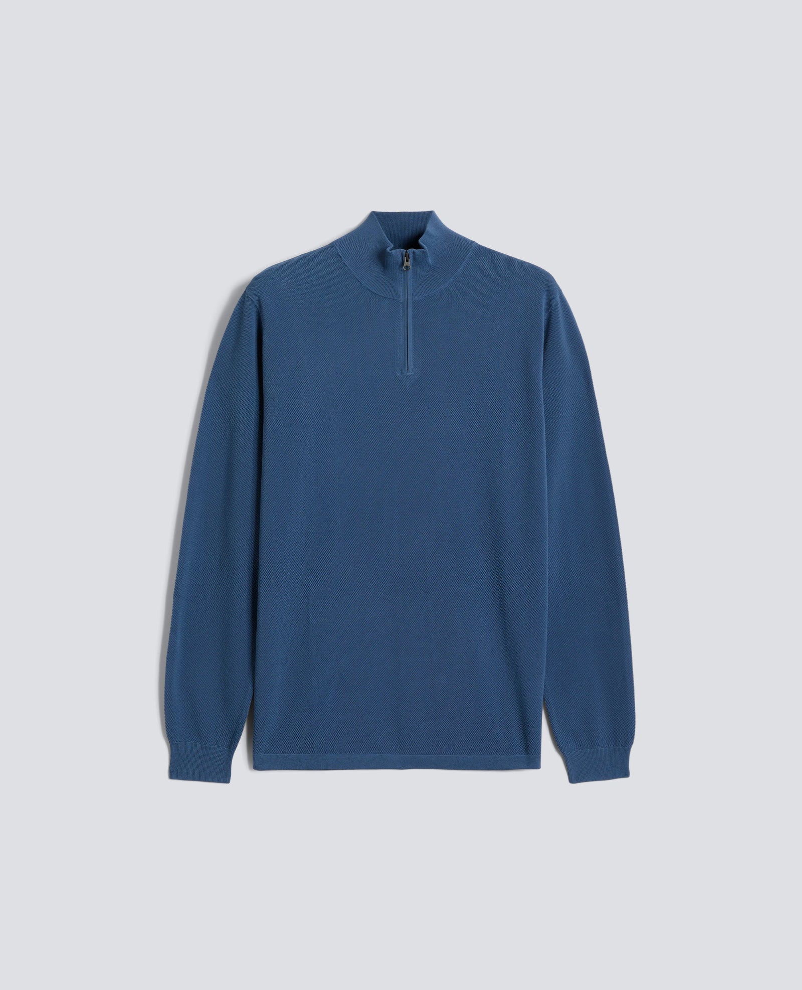 Maglia Con Zip In Cotone Punto Piquet Tinto Capo Avio