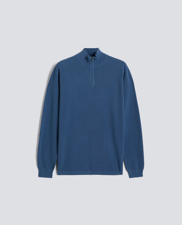 MAGLIA CON ZIP IN COTONE PUNTO PIQUET TINTO CAPO - AVIO
