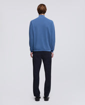 Maglia Con Zip In Cotone Punto Piquet Tinto Capo Avio