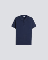 POLO IN MAGLIA DI COTONE, SETA E LINO - NAVY