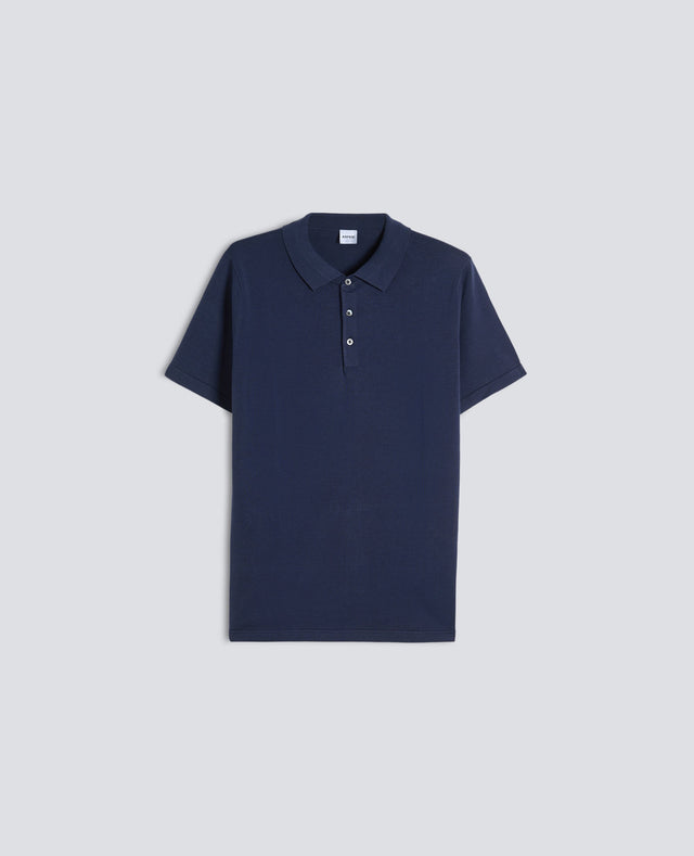 POLO IN MAGLIA DI COTONE, SETA E LINO - NAVY