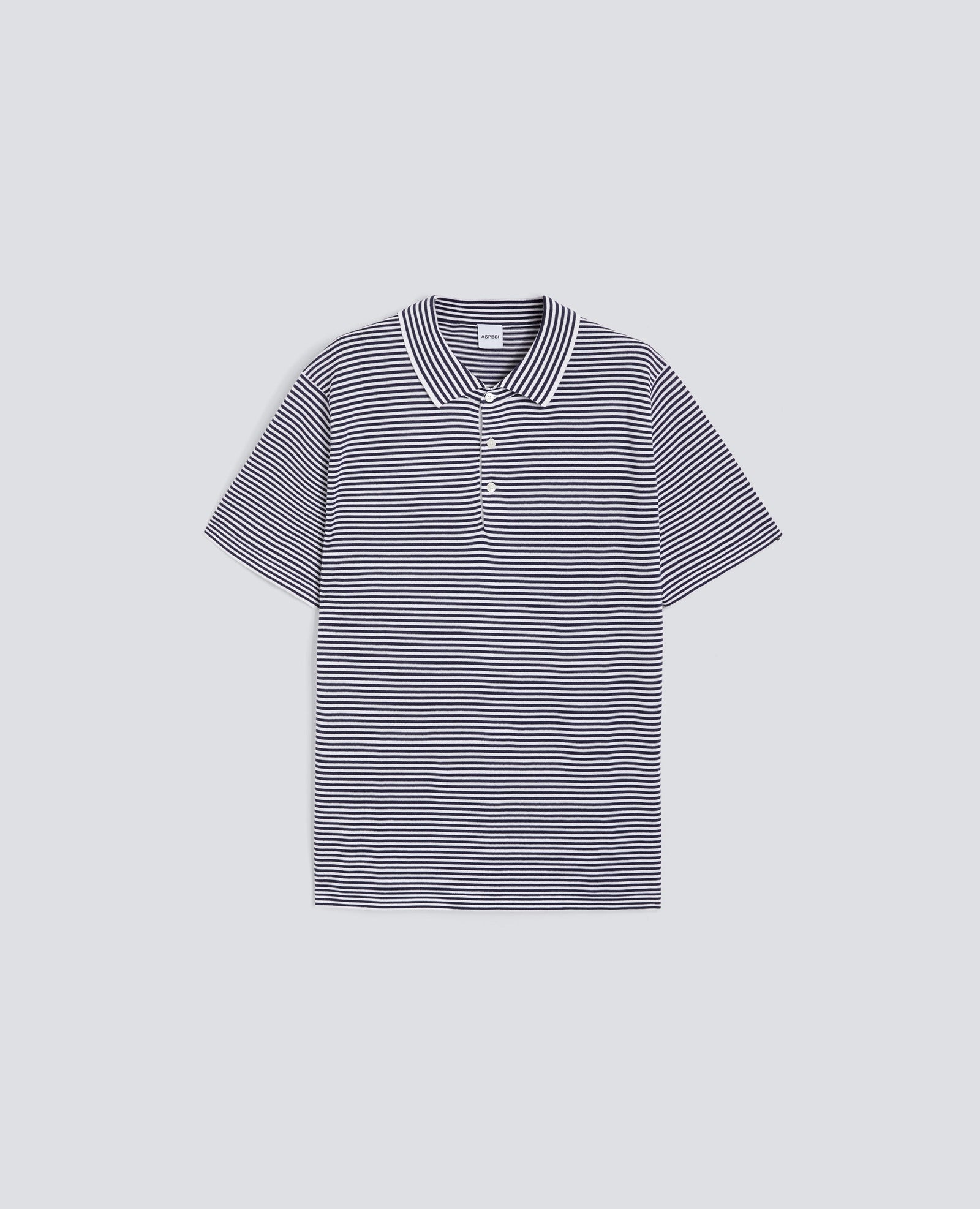 Polo In Maglia Di Cotone Seta E Lino Riga Blu