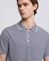 Polo In Maglia Di Cotone Seta E Lino Riga Blu