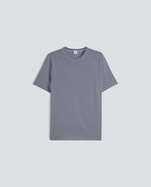 T-SHIRT IN FILATO DI MISTO COTONE, SETA E LINO - RIGA BLU