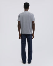 T Shirt In Filato Di Misto Cotone Seta E Lino Riga Blu