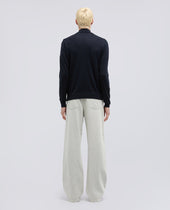 Maglia Con Zip In Misto Seta Cotone E Cashmere Blu