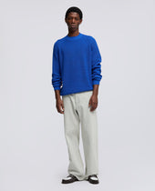 Maglia Girocollo In Filato Di Cotone Bluette