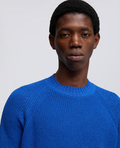 Maglia Girocollo In Filato Di Cotone Bluette