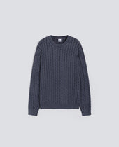 MAGLIA GIROCOLLO IN COTONE TINTO CAPO - BLU