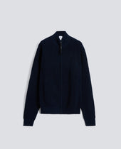 MAGLIA CON ZIP IN FILATO DI COTONE - NAVY