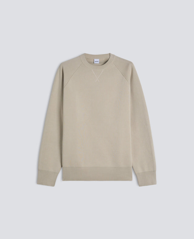 MAGLIA GIROCOLLO A MANICHE LUNGHE IN COTONE - GESSO