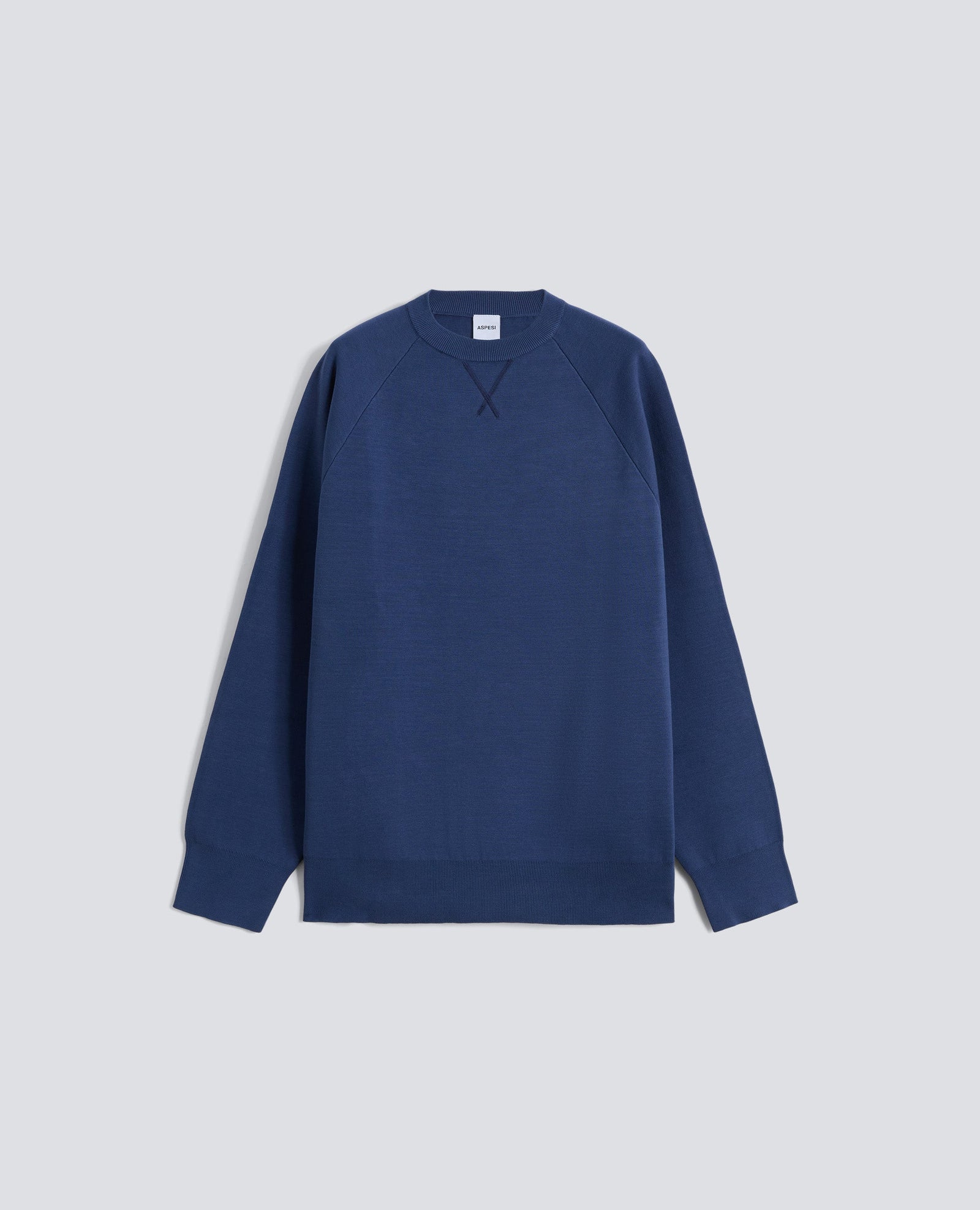 Maglia Girocollo A Maniche Lunghe In Cotone Avio