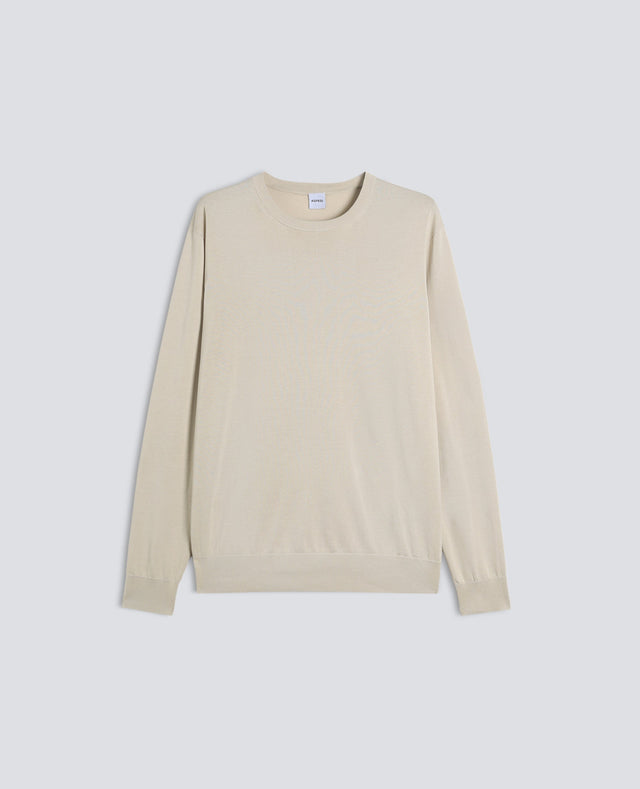 MAGLIA GIROCOLLO IN COTONE - SABBIA