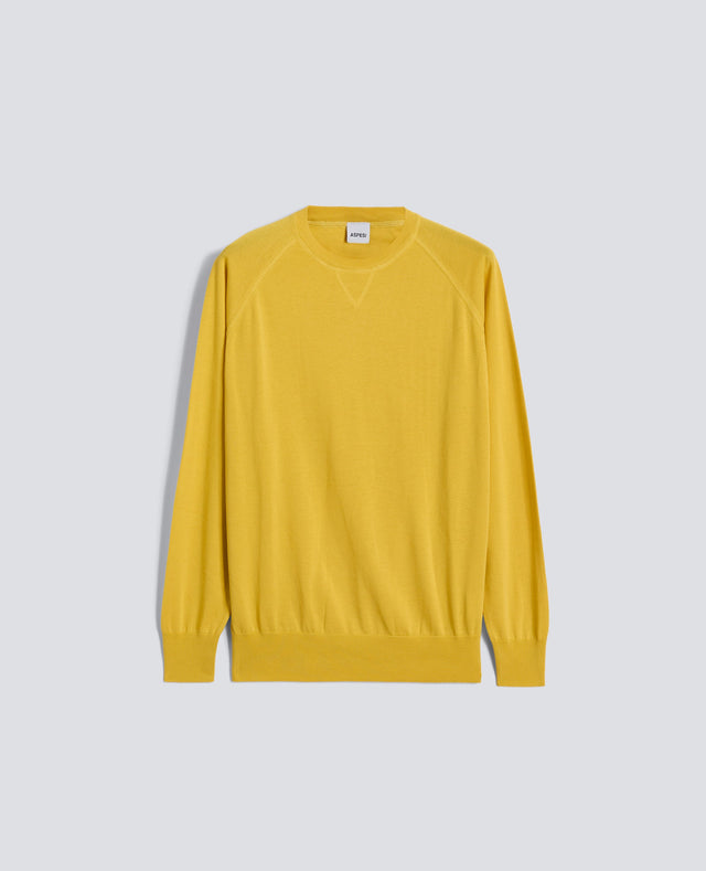 MAGLIA GIROCOLLO IN COTONE - GIALLO