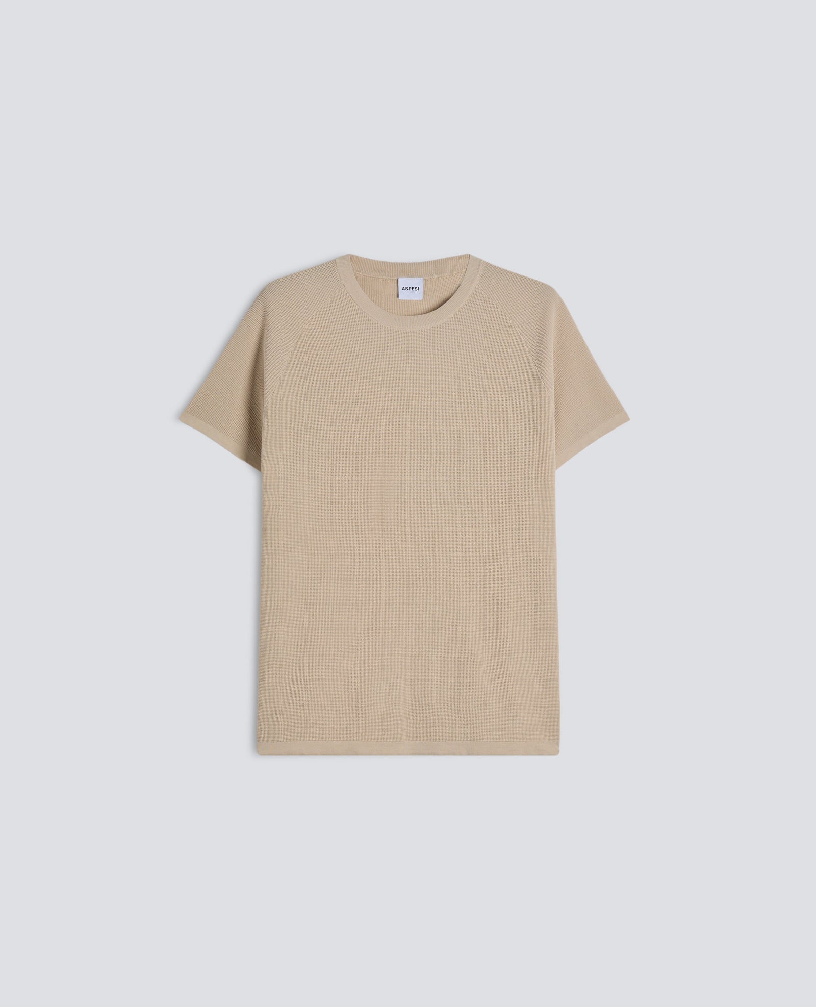 Maglia Raglan In Micro Waffle Di Cotone Sabbia