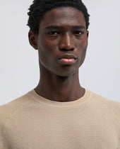 Maglia Raglan In Micro Waffle Di Cotone Sabbia