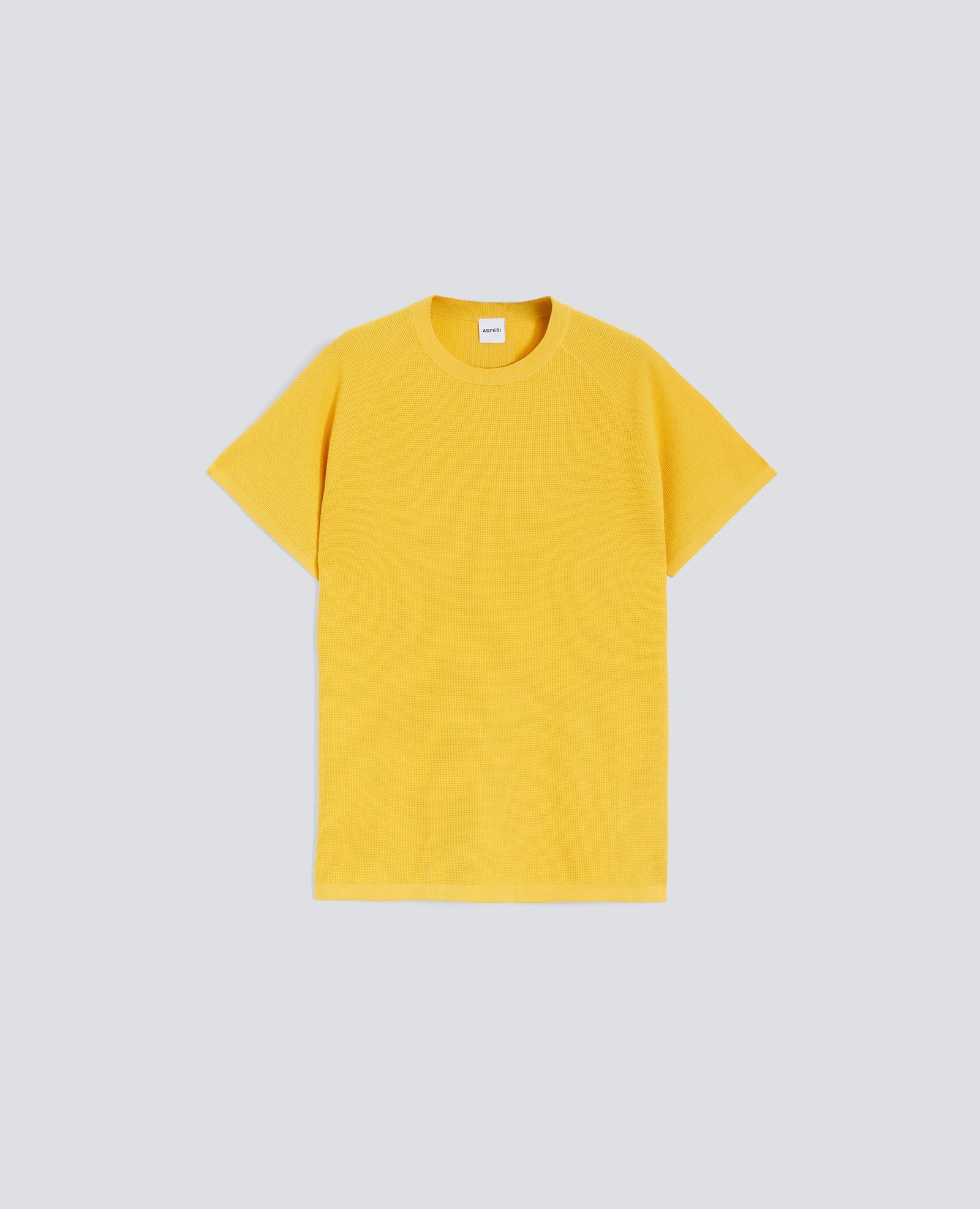 Maglia Raglan In Micro Waffle Di Cotone Giallo