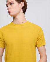 Maglia Raglan In Micro Waffle Di Cotone Giallo