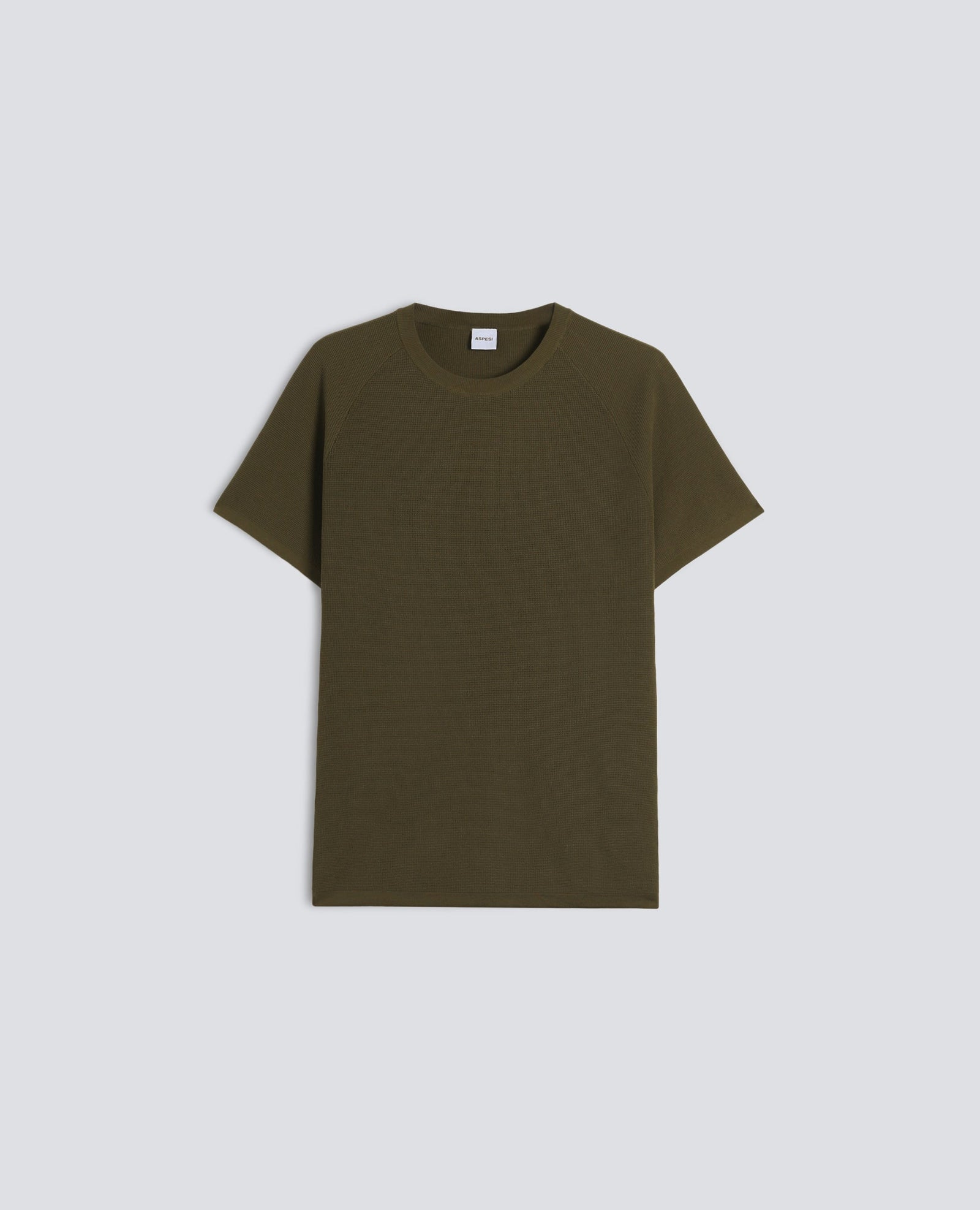 Maglia Raglan In Micro Waffle Di Cotone Militare
