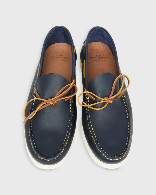 Camp Moccasin in Navy Leather
