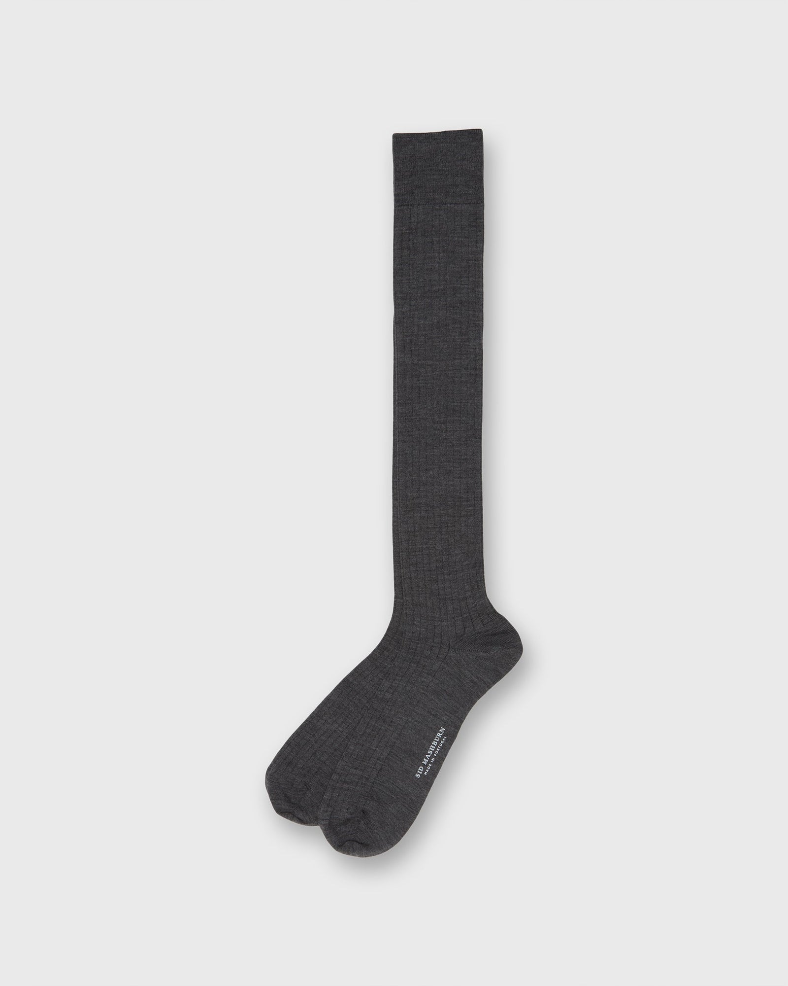 Over The Calf Dress Socks In Heather Grey Extra Fine Merino