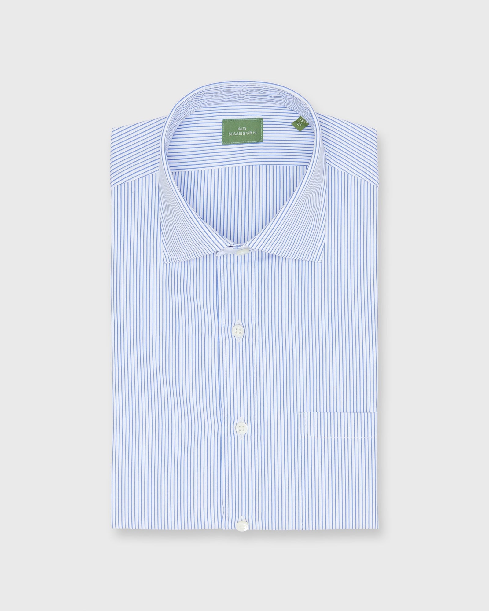 Spread Collar Dress Shirt In Double Stripe Poplin