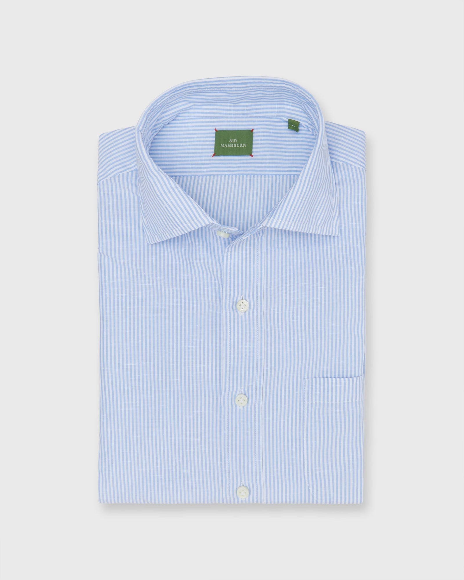 Otto Handmade Sport Shirt In White Bengal Stripe Cotolino