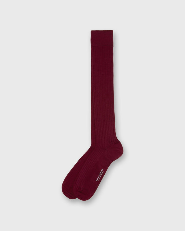 Over The Calf Dress Socks In Bordeaux Extra Fine Merino
