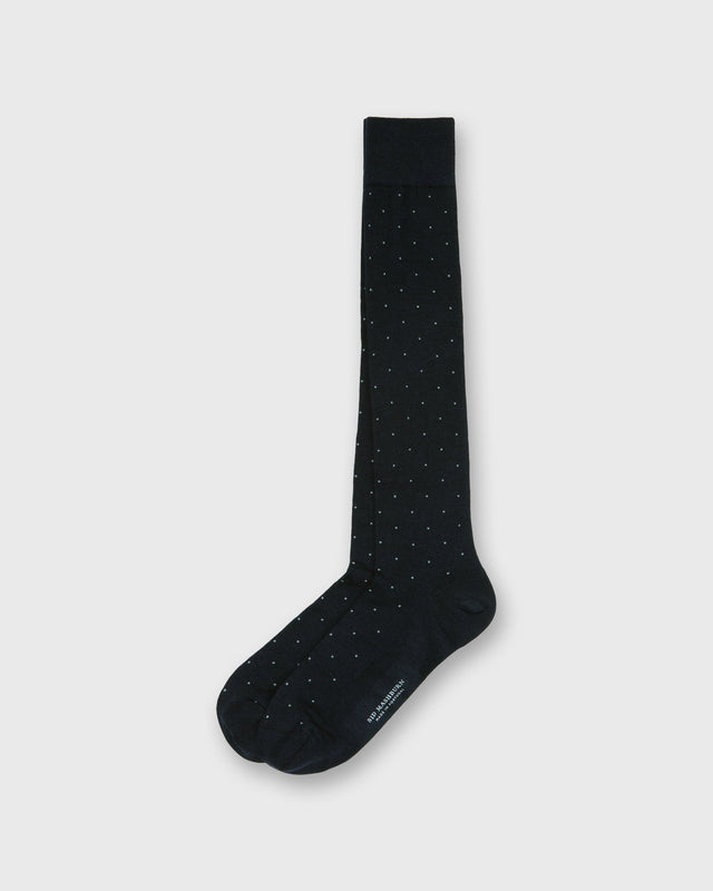Over The Calf Dress Socks In Grey Dot Extra Fine Merino
