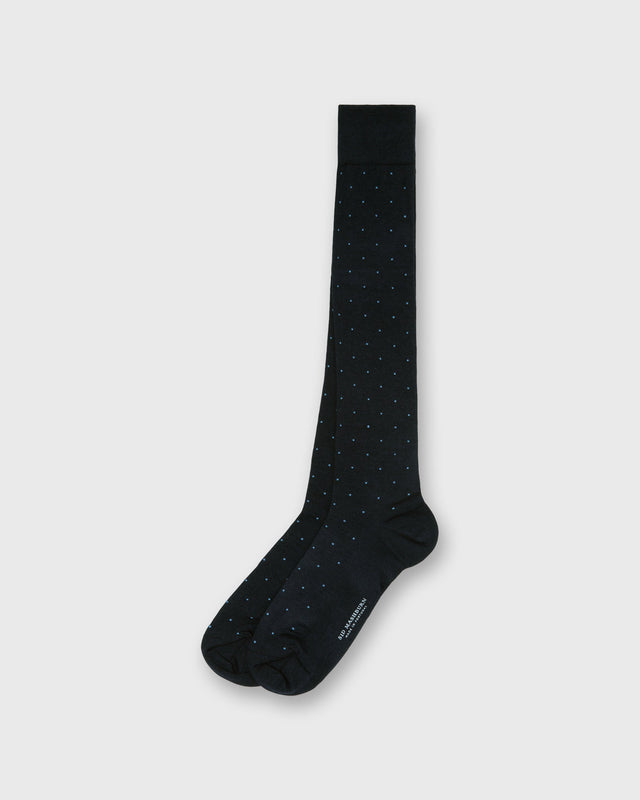 Over The Calf Dress Socks In Glacier Dot Extra Fine Merino