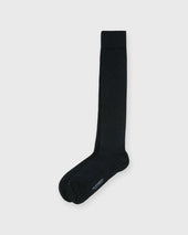 Over The Calf Dress Socks In Navy Dot Extra Fine Merino