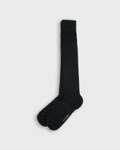 Over The Calf Dress Socks In Navy Dot Extra Fine Merino