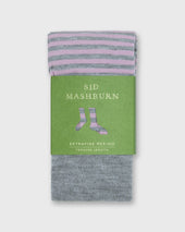 Striped Trouser Dress Socks In Heather Grey Orchid Extra Fine Merino